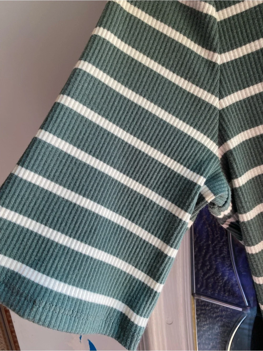 🆕 J.Crew Factory Collard Stripe Dress Sage & Ivory Size L - Picture 4 of 7